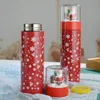 Partihandel 12oz Merry Christmas Snowman Flaskor Isolerad Vakuum Dubbelmur 304 Rostfritt stålkolv Vattentät Skidtäker Sport Thermos