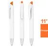 Blank Heat Transfer Pen with Black Ink Sublimation Customized Ballpoint Pen Rotatable White Holder Ballpoint with Solid Color Clip for DIY Office School