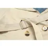 EAM 20120 Spring Autumn Long Sleeve Khaki Hit Color Denim Stitcing Sashes Windbreaker Women Fashion JH638 201030