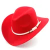 Western Cowboy Unisex Vuxen New Top Fashion Cap Buckle Outdoor Jazz Panama Wide Brim Fedora För Män Kvinnor Beach Sombrero Hats