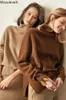 Mozuleva Autumn Winter Cashmere Sweater Women Pullover Loose Sweater Coffee Low Waist female Sweaterrs and Pullovers 201203