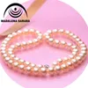 Chokers madalena sarara 10-11mm sötvatten pärlsträng halsband rund form naturlig rosa färg pärla 18 "1