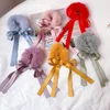 Vintage Women Furry Scrunchies Turban DIY Bow Ribbon Elastic Hairbands Hair Ties Ring Rope Head Wrap Ponytail Hair Accessories