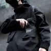 Jackets de carga preta Windbreaker masculino de streetwear jaqueta tática Pullover multicotela Machone Autumn Hoody Coat 201127