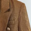 Новая мода осень зимний дизайнер Blazer женские льва металлические кнопки двойной грубости блейзер куртка наружное покрытие золото 201114