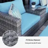 5 Pieces Outdoor Furniture Wicker Sectional Sofa Set US stock a23
