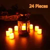 Bougies LED sans flamme, 12/24 pièces, bougies à thé alimentées par batterie, éclairage de décoration pour la maison, mariage, fête d'anniversaire, livraison directe