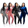 Women's Tracksuits Autumn Velvet Tracksuit Women Sets Winter 2 Piece Velour Set African Sweat Suit Plus Size Sweatshirt Two Outfits Ladies