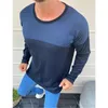 Hommes Colorblocked Stripe Tees T-shirts Tendance De La Mode À Manches Longues Col Rond Tee Tops Designer Automne Mâle Casual Lâche T-shirts Vêtements