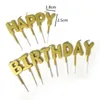 Kit de bougies filetées pour gâteau d'anniversaire, décorations romantiques, lettres dorées et argentées