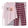 バゼル大型パジャマの女性の寝室ピンクカジュアルホームウェアLoungewear respenes long pijama pajamasコットンホームウェアm-3xl T200707