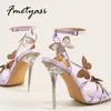 Sandales femmes été 2022 nouveau papillon-noeud Super talons hauts boucle sangle talons fins avant arrière sangle mode belle