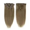 Brezilya Bakire 100 İnsan Saç Klipsi Saç Uzantıları 1 1B 2 4 6 8 10 12 Renk Düz 1424inch Remy Hair6295666