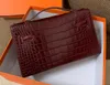 designer bags luxury cluthes 22cm brand mini totes fully handmade quality cowhide embossed with crocodile grain blue burgundy black colors fast delivery