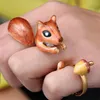 Cluster Rings Yidensy 3Pcs/Set Arrival Adjustable Cute Squirrel Ring Tiny Animal Enamel Women Jewelry Anillos Bijoux1