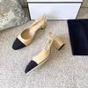 2021 Fashion High Heels Ladies Dress Shoes Sandals Spring Autumn Round Toe Box Dust Bag Designer0924 Apricot 6.5CM 35-40