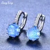 Hoop & Huggie RongXing 8MM Round Stone White Gold Opal Earrings For Women Rose Filled Crystal Zircon Valentine's Day Gift1
