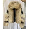 本物の羊革の天然皮の毛皮毛皮の毛皮の毛皮の毛皮コートを添えた冬のファッション本物の毛皮のコート201214