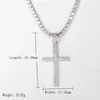 Hip Hop Micro Pave Zirkoon Kruis hanger Zirkoon Crystal Custom Grootte tennisketen ketting ijs uit herenjuwelen 201014