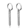 Stainless steel chains tassel hoop earrings no hold clip on ear rings fashion jewelry for men women gift will and sandy