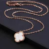 Wholale Ladi Clover Shell Pendant Stainls Steel 18K Rose Gold Women Necklace5768740