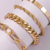 Gold chains bracelet multilayer braid chain women bracelets bangle cuff hip hop nightclub party fashion jewelry will and sandy gift