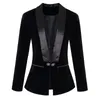 PEONFLY Neueste Runway Designer Blazer Damen Langarm Samt Blazer Jacke Oberbekleidung Balck Bule 201114