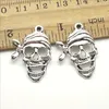 Lot 100pcs Skull head Antique Silver Charms Pendants Retro Jewelry Making DIY Alloy Tibetan silver Pendant For Bracelet Earrings 27*19mm