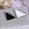 Metal Triangle Letter Brooch Women Girl Triangle Brooch Suit Lapel Pin White Black Fashion Jewelry Accessories