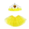Ballet Fancy Pettiskirt Girls Tutu Skirts With Crown Princess Star Glitter Sequin Stage Dancewear Costume Summer Tulle Mini Dresses