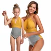 2020 New Summer Backless Bikini One-Piece Swimsuit Family Matching Swimwear Women Baby Girls Clothes Mom And Daughter Swimsuit LJ201111