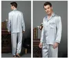 Luxe Printemps Hommes Soie Pyjama Ensemble Pyjamas Hommes Vêtements De Nuit Style Moderne Chemise De Nuit En Soie Accueil Mâle Satin Doux Confortable Pour Dormir T200813