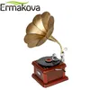 Ermakova metall retro phonograph modell vintage rekord spelare prop antik grammofon modell hem kontor club bar dekor ornament t200710