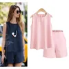 Women Summer Style Casual Cotton Leinen Tops Hemd weibliche Farbe Weibliche Büroanzug Set Frauenkostüme heiße kurze Sets T200325