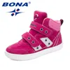 Bona 새로운 인기있는 스타일 어린이 캐주얼 신발 후크 루프 소녀 플랫 합성 소년 로퍼 야외 패션 스니커즈 신발 201113