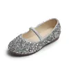 Children's Fashion Shoes For Girls Medium Big Kids Dress Shoes With Rhinestone Crystal Flats Pearls Princess Wedding Party Shoes 201113