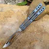 Nouveau Theone Balisong Orca Killer Whale Balle Training Trainer Couteau D2 Blade Titane Fixe