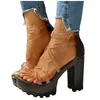 Sandaler Kvinnor Fashion Chunky klackar dragkedja Waterproof Platform High Heels Shoes Sandaler Black Orange Square Heel