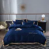 Thuis textiel sets volwassen beddengoed set bed wit zwart dekbed koning queen size quilt dekking korte beddengoed Trooster Y200417