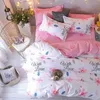 J Pink Flower 4pcs Girl Boy Kid Juego de cubierta de cama Funda nórdica Sábanas y fundas de almohada para niños adultos Juego de cama de edredón 2TJ-61017 201021