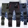 Męskie spodnie Zimowe Polar Ciepłe Oversize Wędrówki na świeżym powietrzu Camping Spodnie Sportowe Casual Miękkie Wodoodporne Spodnie Cargo Plus Rozmiar H1223