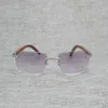 Natuurlijke Hout Zonnebril Mannen Zwar Wit Buffelhoorn Vrouwen Acctsoir Sunglass Schaduw Randloze Brillen Voor Outdoor B