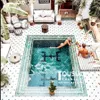 Green tiles Nordic toilet restaurant kitchen wall Mingsu balcony courtyard floor tile