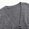 Style court Taille haute Slim Pull en plastique Femmes Printemps Cardigan tricoté à simple boutonnage Twist Petite veste 201203
