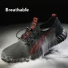 Oförstörbara skor Män och kvinnor arbetar skor med ståltå punkteringssäker lätt och andas säkerhetsskor mjuka sneakers Y200915