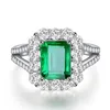 2021 Luxe 925 Sterling Zilver Kleur Ring Square Emerald Gemstone Ringen voor Dames Zirkoon Diamond Engagement Bruiloft Sieraden