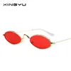 90er Jahre Rote Gläser Schmale Kleine Runde Frauen Männer Sonnenbrille Vintage Marke Designer Winzige Metallrahmen Flache Linse Oval Glasses1