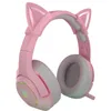 Headphones Earphones Pink Wired Game Cat Ear Headset With Microphone Hifi 71 Channel Gaming Music For Computer Notebook5801793