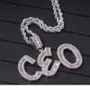 Hip Hop Custom Name Baguette Letters Pendant Necklace With Rope Chain Gold Silver Bling Zirconia Men Pendant Jewelry3907697