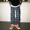 High Street Harajuku Printed Denim Pants Mens Straight Zipper Jeans Brouser Hip Hop Streetwear Casual Loose Goggers Jean Pants 201111111111111111